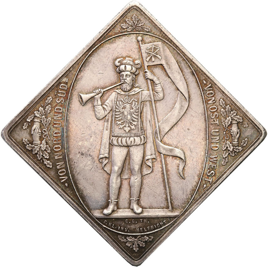 Niemcy, medal w kształcie klipy - Festiwal Strzelecki w Lipsku 1884